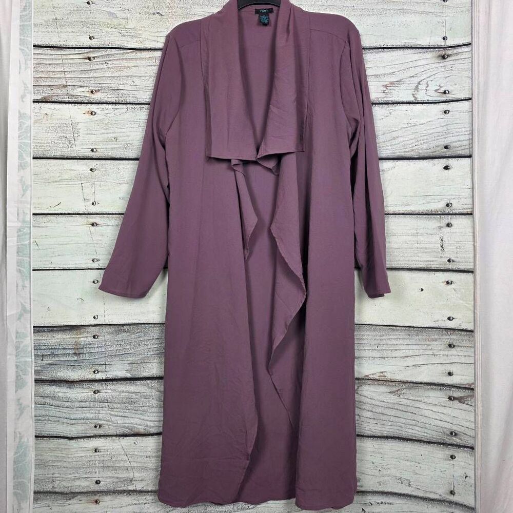 Rue 21 + Mauve Long Duster Cardigan Belted 1X